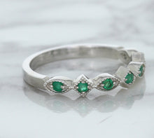 Load image into Gallery viewer, 0.21ctw Emerald Alternating Marquise Ring in 14K White Gold