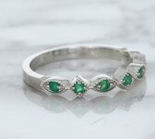 Load image into Gallery viewer, 0.21ctw Emerald Alternating Marquise Ring in 14K White Gold