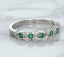 Load image into Gallery viewer, 0.21ctw Emerald Alternating Marquise Ring in 14K White Gold