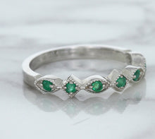 Load image into Gallery viewer, 0.21ctw Emerald Alternating Marquise Ring in 14K White Gold
