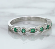 Load image into Gallery viewer, 0.21ctw Emerald Alternating Marquise Ring in 14K White Gold