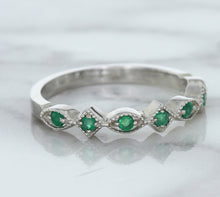 Load image into Gallery viewer, 0.21ctw Emerald Alternating Marquise Ring in 14K White Gold