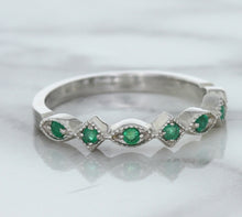 Load image into Gallery viewer, 0.21ctw Emerald Alternating Marquise Ring in 14K White Gold
