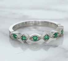 Load image into Gallery viewer, 0.21ctw Emerald Alternating Marquise Ring in 14K White Gold