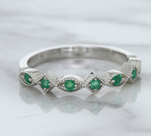 Load image into Gallery viewer, 0.21ctw Emerald Alternating Marquise Ring in 14K White Gold