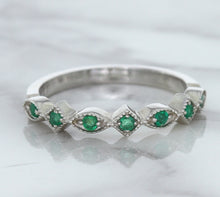 Load image into Gallery viewer, 0.21ctw Emerald Alternating Marquise Ring in 14K White Gold