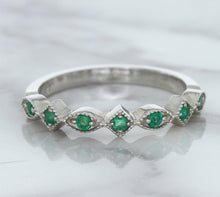 Load image into Gallery viewer, 0.21ctw Emerald Alternating Marquise Ring in 14K White Gold