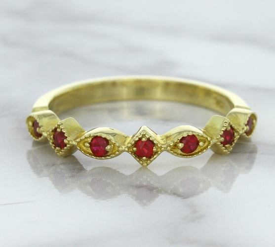 0.20ctw Ruby Alternating Marquise Ring in 14K Yellow Gold