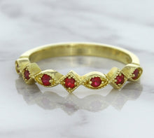Load image into Gallery viewer, 0.20ctw Ruby Alternating Marquise Ring in 14K Yellow Gold