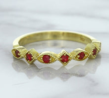 Load image into Gallery viewer, 0.20ctw Ruby Alternating Marquise Ring in 14K Yellow Gold