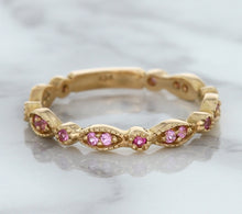 Load image into Gallery viewer, 0.26ctw Pink Sapphire Alternating Marquise Ring in 14K Rose Gold