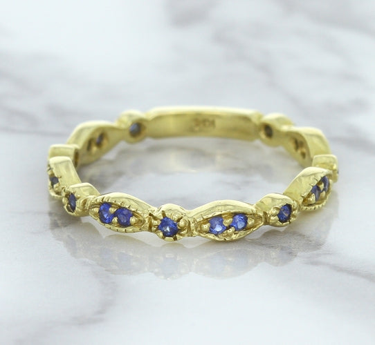 0.30ctw Blue Sapphire Alternating Marquise Ring in 14K Yellow Gold