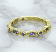 Load image into Gallery viewer, 0.30ctw Blue Sapphire Alternating Marquise Ring in 14K Yellow Gold