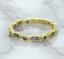 Load image into Gallery viewer, 0.30ctw Blue Sapphire Alternating Marquise Ring in 14K Yellow Gold