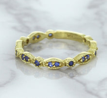 Load image into Gallery viewer, 0.30ctw Blue Sapphire Alternating Marquise Ring in 14K Yellow Gold