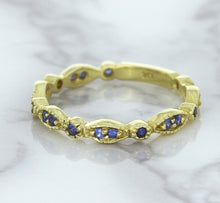 Load image into Gallery viewer, 0.30ctw Blue Sapphire Alternating Marquise Ring in 14K Yellow Gold