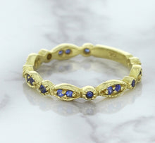 Load image into Gallery viewer, 0.30ctw Blue Sapphire Alternating Marquise Ring in 14K Yellow Gold