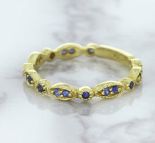 Load image into Gallery viewer, 0.30ctw Blue Sapphire Alternating Marquise Ring in 14K Yellow Gold
