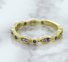 Load image into Gallery viewer, 0.30ctw Blue Sapphire Alternating Marquise Ring in 14K Yellow Gold