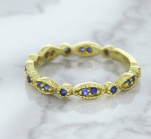 Load image into Gallery viewer, 0.30ctw Blue Sapphire Alternating Marquise Ring in 14K Yellow Gold