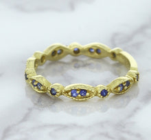 Load image into Gallery viewer, 0.30ctw Blue Sapphire Alternating Marquise Ring in 14K Yellow Gold