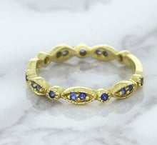 Load image into Gallery viewer, 0.30ctw Blue Sapphire Alternating Marquise Ring in 14K Yellow Gold