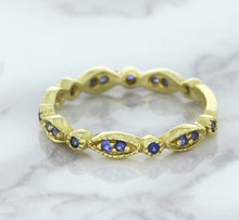 Load image into Gallery viewer, 0.30ctw Blue Sapphire Alternating Marquise Ring in 14K Yellow Gold