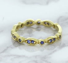 Load image into Gallery viewer, 0.30ctw Blue Sapphire Alternating Marquise Ring in 14K Yellow Gold