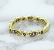 Load image into Gallery viewer, 0.30ctw Blue Sapphire Alternating Marquise Ring in 14K Yellow Gold