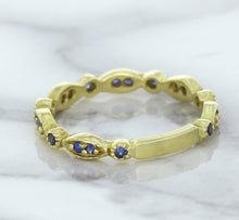 Load image into Gallery viewer, 0.30ctw Blue Sapphire Alternating Marquise Ring in 14K Yellow Gold