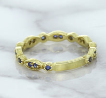 Load image into Gallery viewer, 0.30ctw Blue Sapphire Alternating Marquise Ring in 14K Yellow Gold