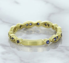 Load image into Gallery viewer, 0.30ctw Blue Sapphire Alternating Marquise Ring in 14K Yellow Gold