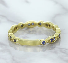 Load image into Gallery viewer, 0.30ctw Blue Sapphire Alternating Marquise Ring in 14K Yellow Gold