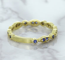 Load image into Gallery viewer, 0.30ctw Blue Sapphire Alternating Marquise Ring in 14K Yellow Gold