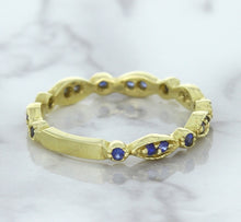 Load image into Gallery viewer, 0.30ctw Blue Sapphire Alternating Marquise Ring in 14K Yellow Gold
