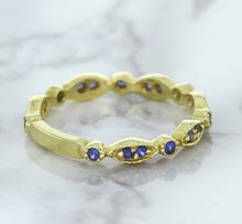 Load image into Gallery viewer, 0.30ctw Blue Sapphire Alternating Marquise Ring in 14K Yellow Gold