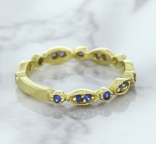 Load image into Gallery viewer, 0.30ctw Blue Sapphire Alternating Marquise Ring in 14K Yellow Gold