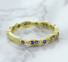 Load image into Gallery viewer, 0.30ctw Blue Sapphire Alternating Marquise Ring in 14K Yellow Gold
