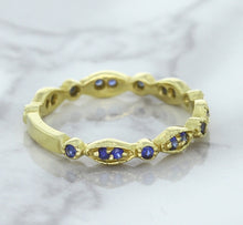 Load image into Gallery viewer, 0.30ctw Blue Sapphire Alternating Marquise Ring in 14K Yellow Gold