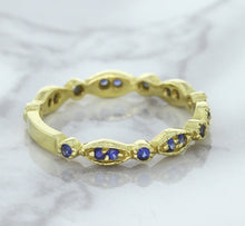 Load image into Gallery viewer, 0.30ctw Blue Sapphire Alternating Marquise Ring in 14K Yellow Gold