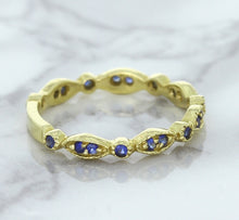 Load image into Gallery viewer, 0.30ctw Blue Sapphire Alternating Marquise Ring in 14K Yellow Gold