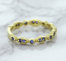 Load image into Gallery viewer, 0.30ctw Blue Sapphire Alternating Marquise Ring in 14K Yellow Gold