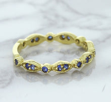 Load image into Gallery viewer, 0.30ctw Blue Sapphire Alternating Marquise Ring in 14K Yellow Gold