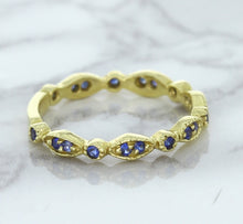 Load image into Gallery viewer, 0.30ctw Blue Sapphire Alternating Marquise Ring in 14K Yellow Gold