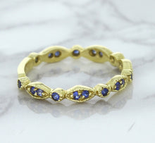 Load image into Gallery viewer, 0.30ctw Blue Sapphire Alternating Marquise Ring in 14K Yellow Gold
