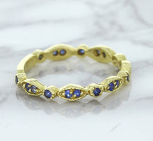 Load image into Gallery viewer, 0.30ctw Blue Sapphire Alternating Marquise Ring in 14K Yellow Gold