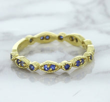 Load image into Gallery viewer, 0.30ctw Blue Sapphire Alternating Marquise Ring in 14K Yellow Gold