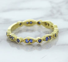 Load image into Gallery viewer, 0.30ctw Blue Sapphire Alternating Marquise Ring in 14K Yellow Gold