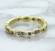 Load image into Gallery viewer, 0.30ctw Blue Sapphire Alternating Marquise Ring in 14K Yellow Gold