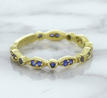 Load image into Gallery viewer, 0.30ctw Blue Sapphire Alternating Marquise Ring in 14K Yellow Gold